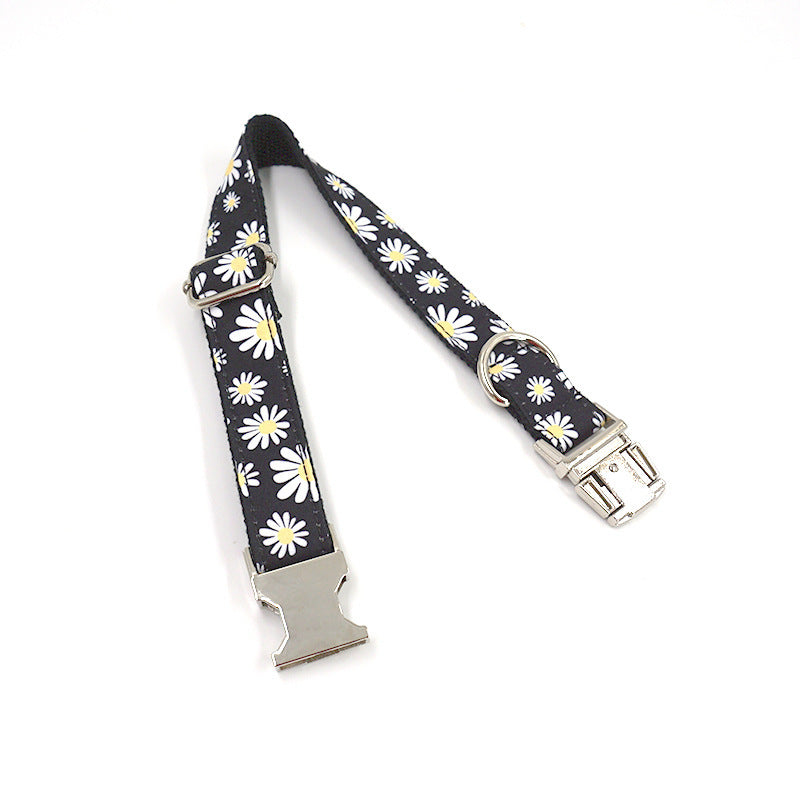 JMT-574602 Trendy Black Polyester Pet Towing Rope with Daisy Print