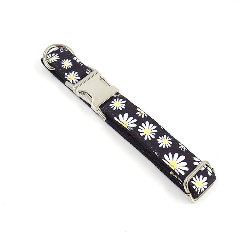 JMT-574602 Trendy Black Polyester Pet Towing Rope with Daisy Print