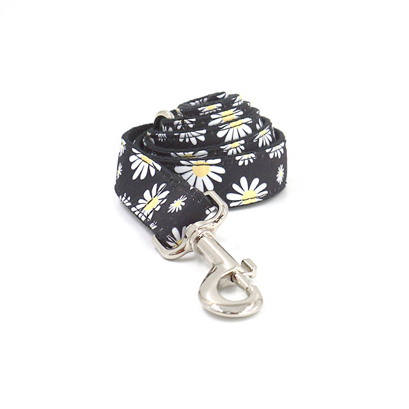 JMT-574602 Trendy Black Polyester Pet Towing Rope with Daisy Print