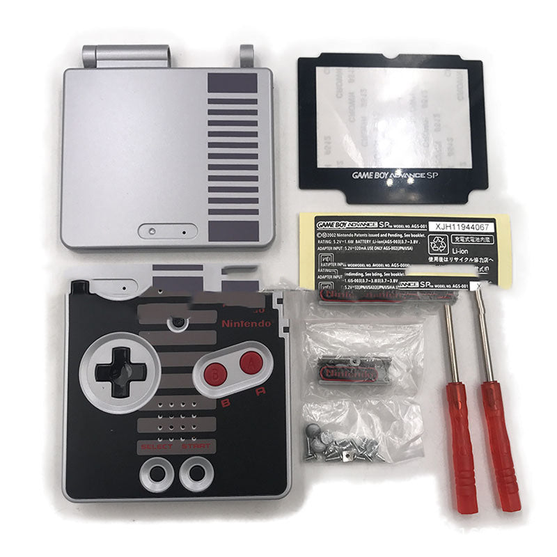 JMT-574730 Transparent Game Case for GBA SP with NES Design and Accessories