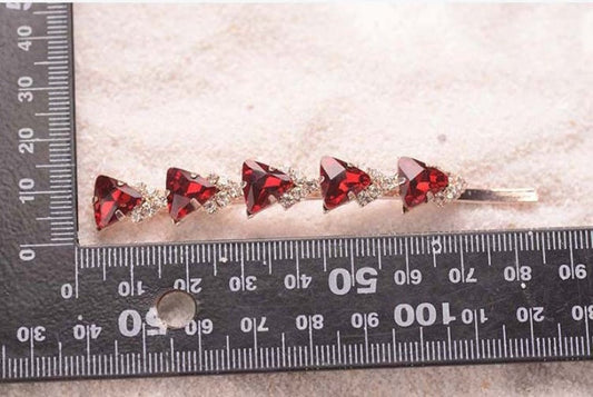 JMT-574794 Elegant Rhinestone Hairpin with Floral Design - Multi-Color Triangle Crystal Clips for Women