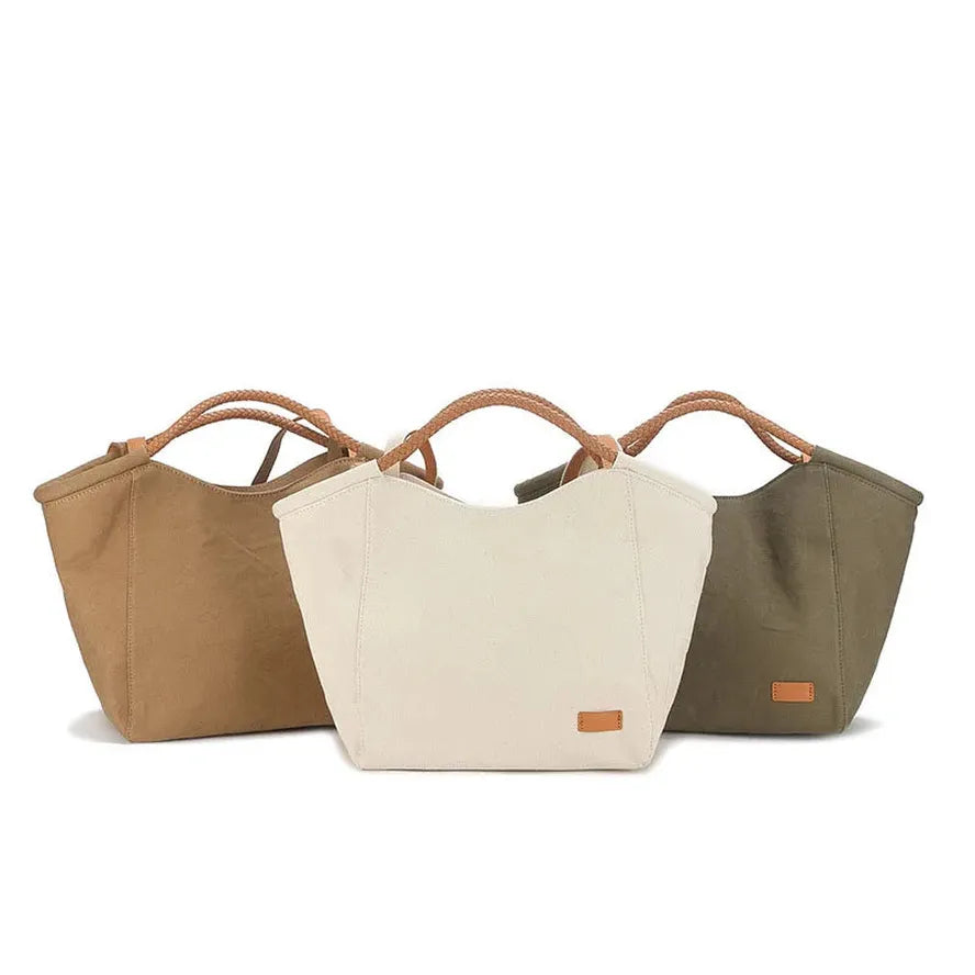 JMT-574794 Large Capacity Retro Canvas Shoulder Bag with Genuine Leather Accents