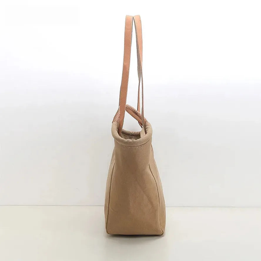 JMT-574794 Large Capacity Retro Canvas Shoulder Bag with Genuine Leather Accents