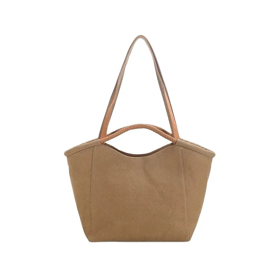 JMT-574794 Large Capacity Retro Canvas Shoulder Bag with Genuine Leather Accents