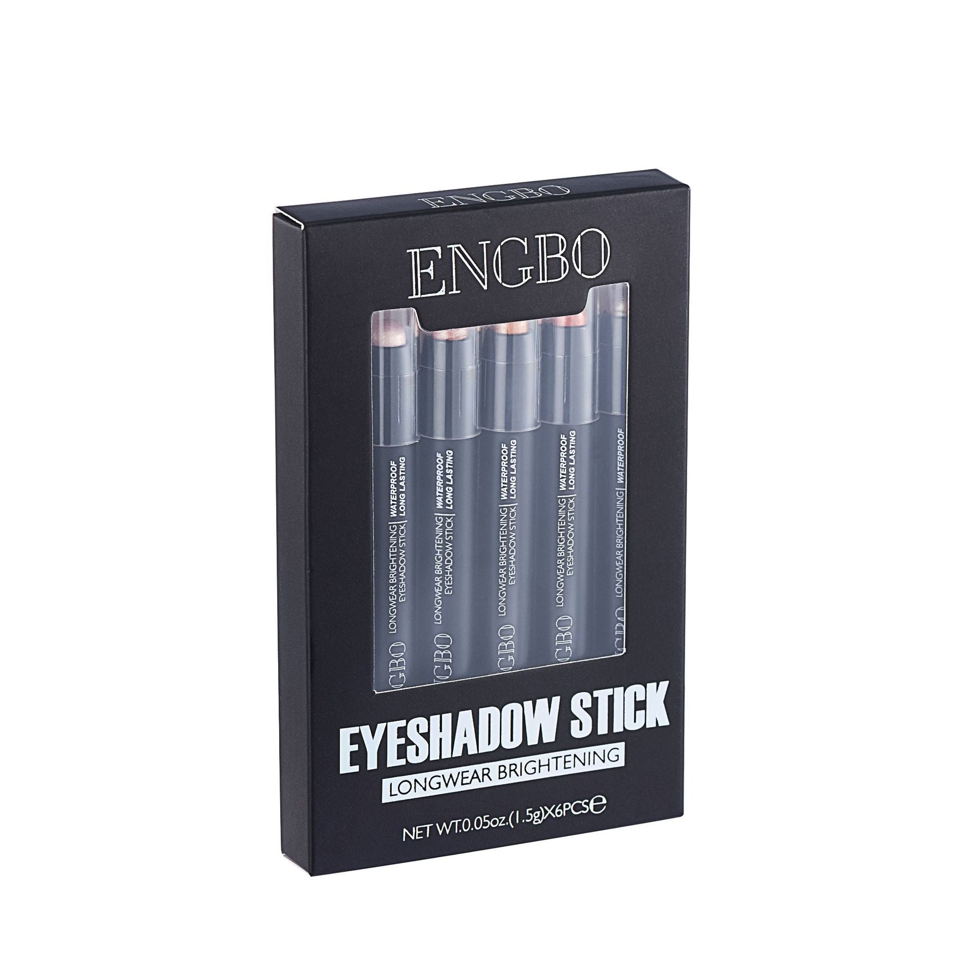 JMT-575690 Double-Ended Long-Lasting Pearlescent Eyeliner Pen Set - Universal Black Color, 6 Pieces