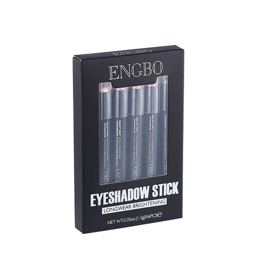 JMT-575690 Double-Ended Long-Lasting Pearlescent Eyeliner Pen Set - Universal Black Color, 6 Pieces