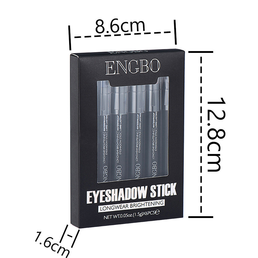 JMT-575690 Double-Ended Long-Lasting Pearlescent Eyeliner Pen Set - Universal Black Color, 6 Pieces