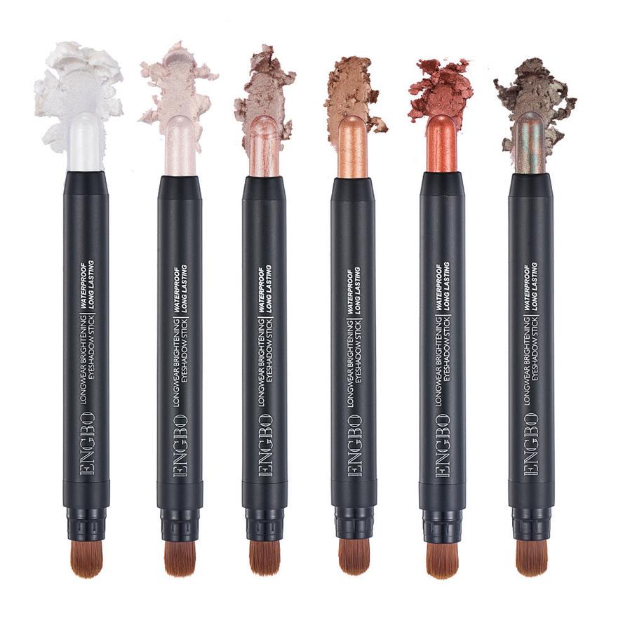 JMT-575690 Double-Ended Long-Lasting Pearlescent Eyeliner Pen Set - Universal Black Color, 6 Pieces