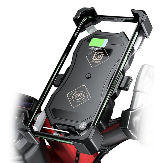 JMT-576266 Wireless Charging Motorcycle Handlebar Phone Holder, 360-Degree Rotation, Fits 3.5-6.5 Inch Screens