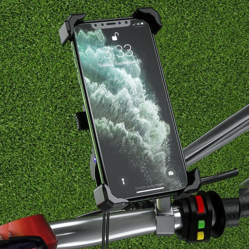 JMT-576266 Wireless Charging Motorcycle Handlebar Phone Holder, 360-Degree Rotation, Fits 3.5-6.5 Inch Screens