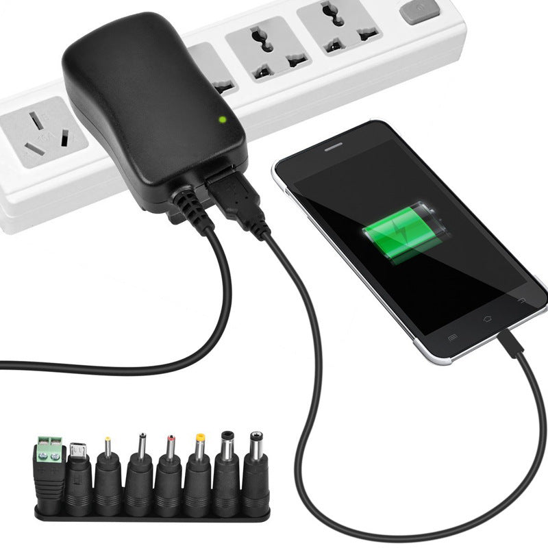 JMT-576586 30W Adjustable Power Adapter with Multi-Output for Tablets, Cameras, and LED Lighting
