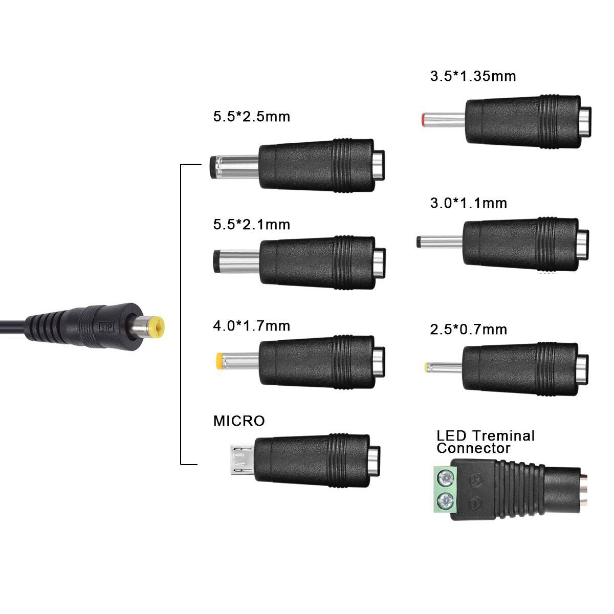 JMT-576586 30W Adjustable Power Adapter with Multi-Output for Tablets, Cameras, and LED Lighting