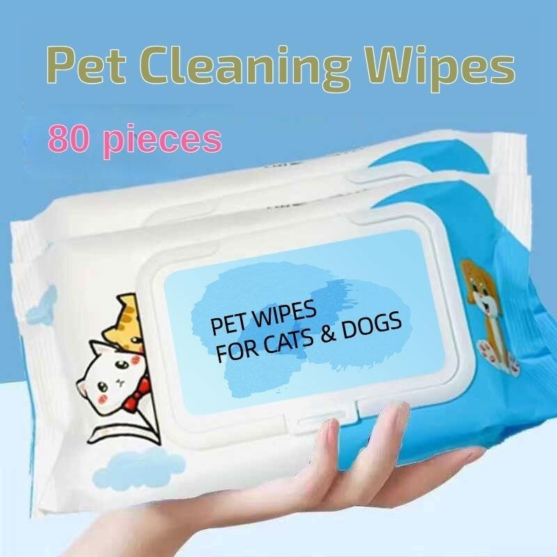 JMT-577034 Plant-Based Unscented Pet Wipes for Dogs and Cats – Gentle Cleaning for Paws, Ears, Fur, and Eyes – 80 Moist Wipes