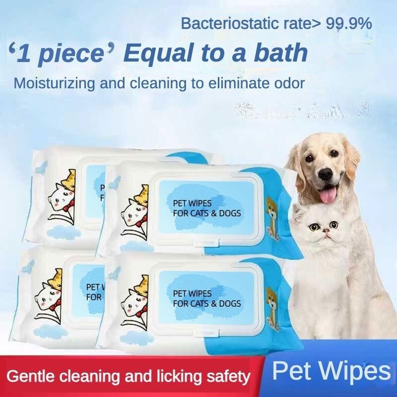 JMT-577034 Plant-Based Unscented Pet Wipes for Dogs and Cats – Gentle Cleaning for Paws, Ears, Fur, and Eyes – 80 Moist Wipes
