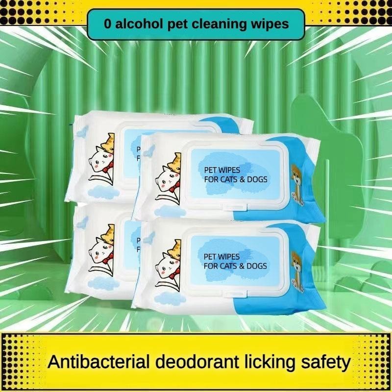 JMT-577034 Plant-Based Unscented Pet Wipes for Dogs and Cats – Gentle Cleaning for Paws, Ears, Fur, and Eyes – 80 Moist Wipes