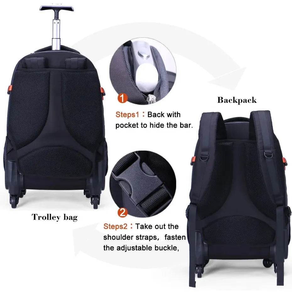 JMT-577226 20 Inch Water-Resistant Laptop Rolling Backpack with 4 Wheels