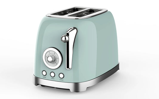 JMT-577354 Stainless Steel 2-Slice Retro Bread Toaster with Grilling Function