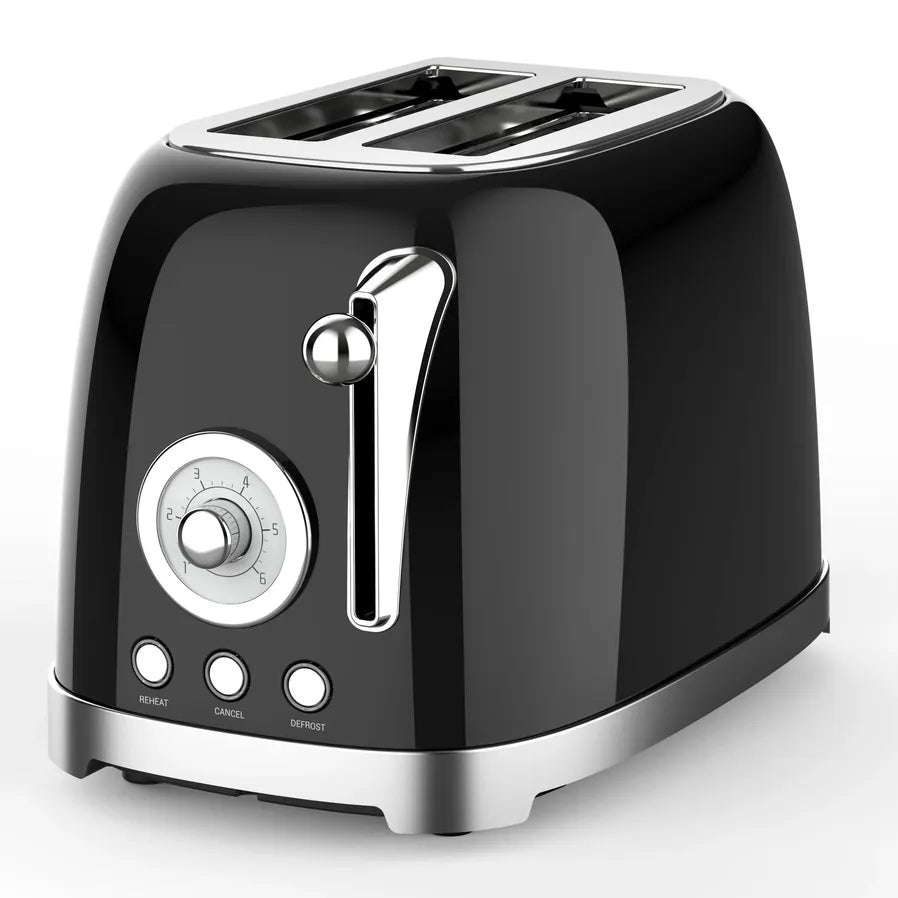 JMT-577354 Stainless Steel 2-Slice Retro Bread Toaster with Grilling Function