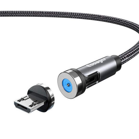JMT-577738 Magnetic Rotating Data Cable for Android, Type-C, and iPhone - 1m/2m Length, Aluminum Alloy & Braided Wire