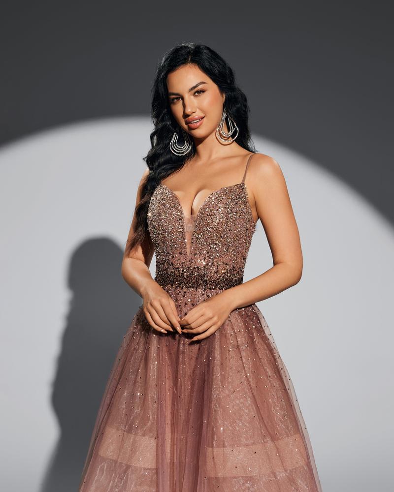 JMT-577802 Elegant Brown Evening Dress for Women - Style SH0067