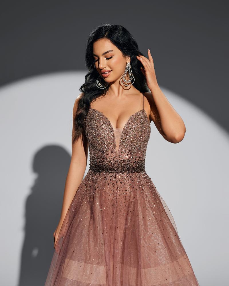 JMT-577802 Elegant Brown Evening Dress for Women - Style SH0067