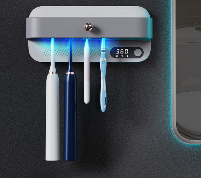 JMT-578058 Wall-Mounted Toothbrush Holder with Sterilizing Cover for Convenient Hygiene