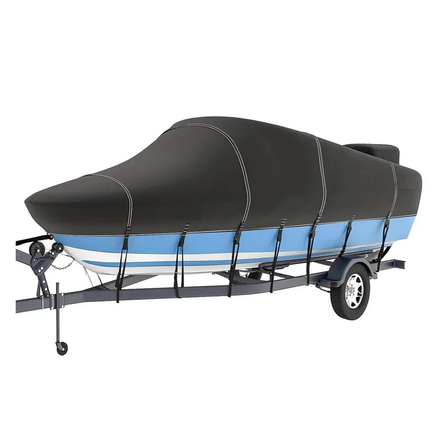 JMT-578186 Heavy Duty Waterproof 1200D PU Boat Cover for 20-22 Feet Vessels, Marine Grade Polyester Canvas