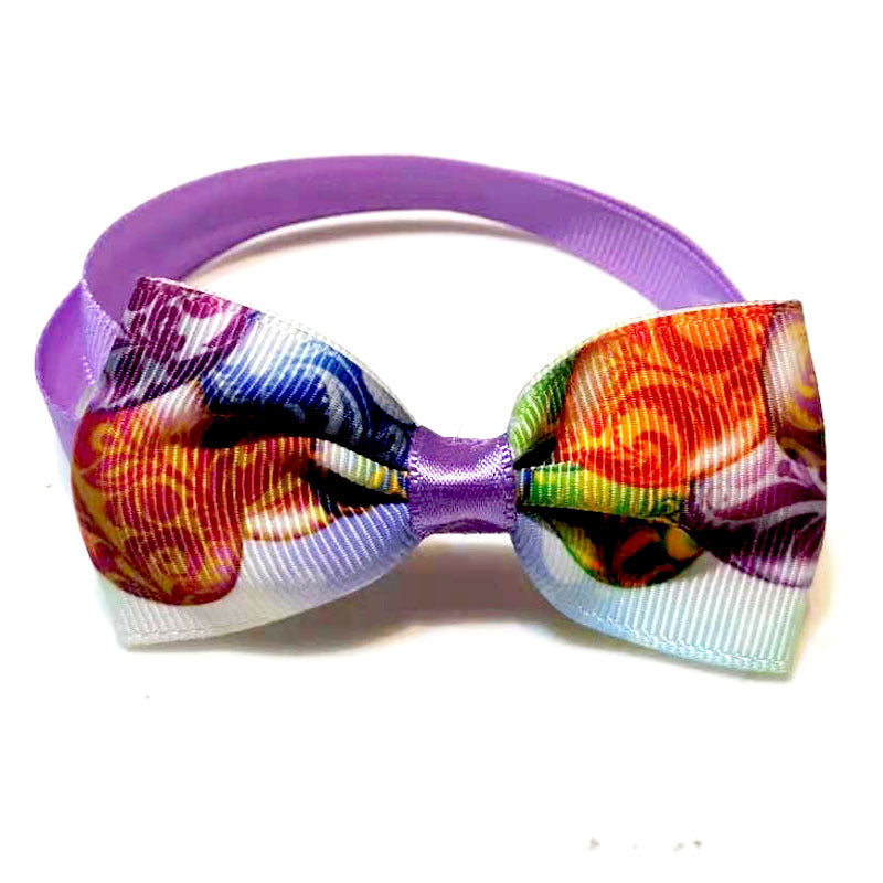 JMT-578378 Easter-Themed Pet Bow Tie with Floral Headpiece - Adjustable Size Options