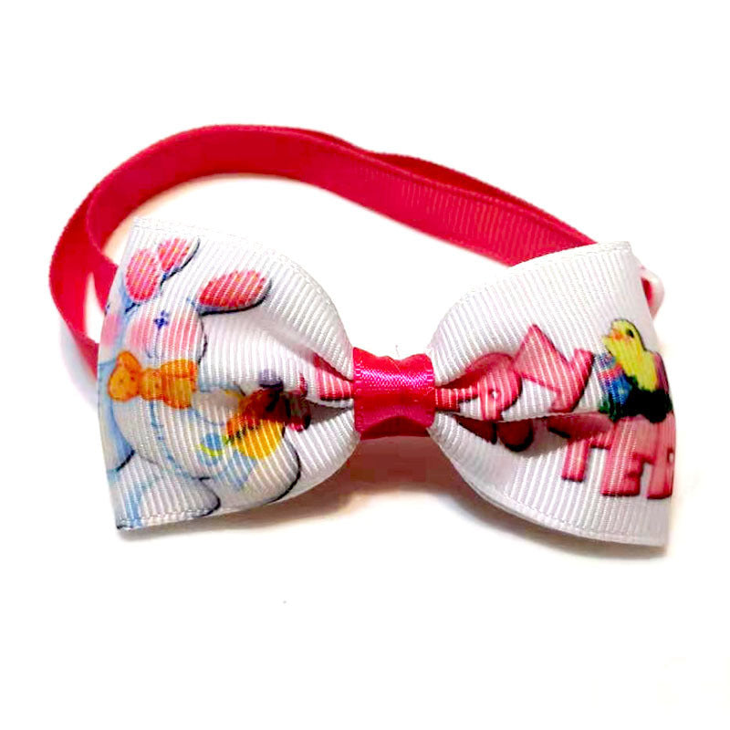 JMT-578378 Easter-Themed Pet Bow Tie with Floral Headpiece - Adjustable Size Options