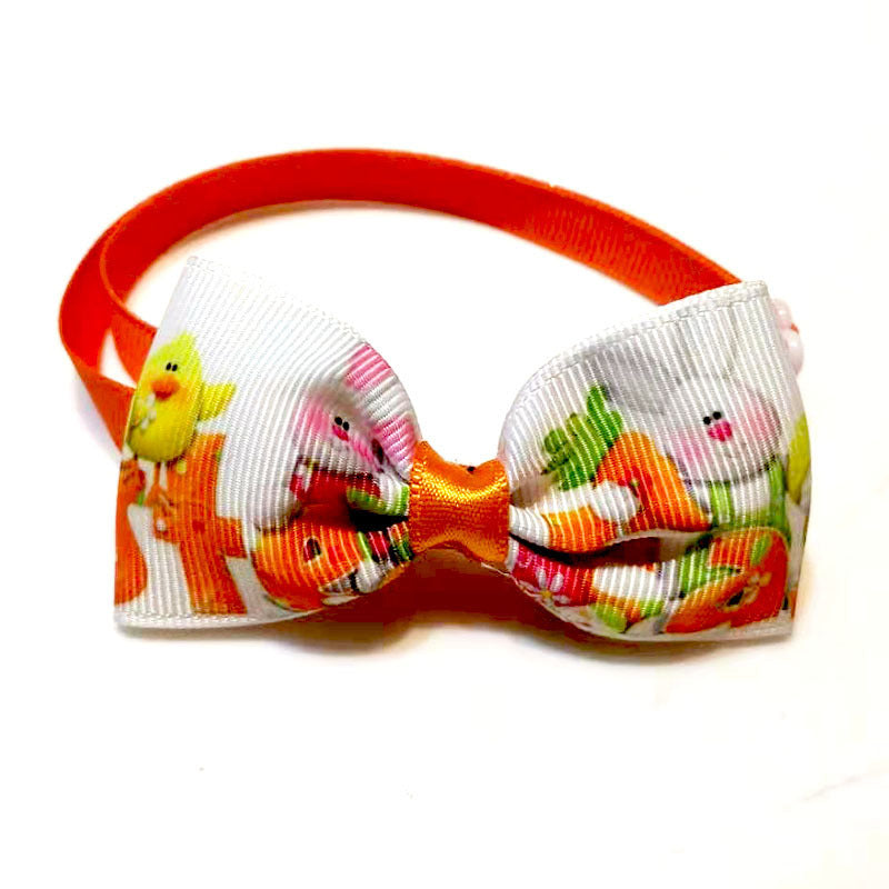JMT-578378 Easter-Themed Pet Bow Tie with Floral Headpiece - Adjustable Size Options