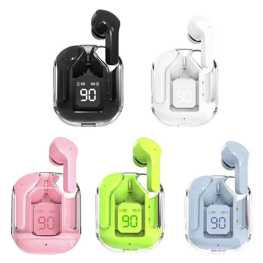 JMT-578890 Crystal TWS Mini Wireless In-Ear Earbuds with LED Display and JL Chipset for Gaming