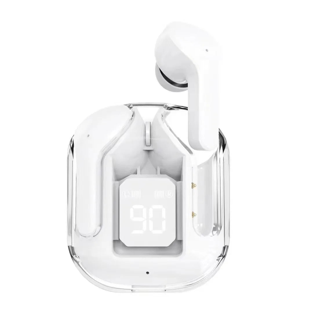 JMT-578890 Crystal TWS Mini Wireless In-Ear Earbuds with LED Display and JL Chipset for Gaming