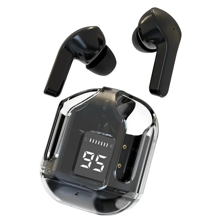 JMT-578890 Crystal TWS Mini Wireless In-Ear Earbuds with LED Display and JL Chipset for Gaming