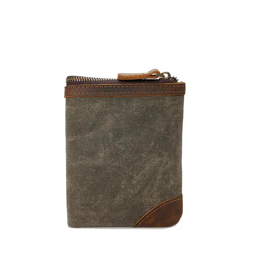 JMT-579082 Handmade Retro Waterproof Oil Wax Canvas Wallet for Men - Foldable Short Design