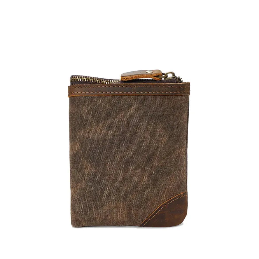 JMT-579082 Handmade Retro Waterproof Oil Wax Canvas Wallet for Men - Foldable Short Design