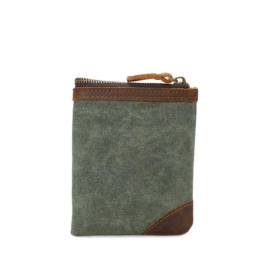 JMT-579082 Handmade Retro Waterproof Oil Wax Canvas Wallet for Men - Foldable Short Design