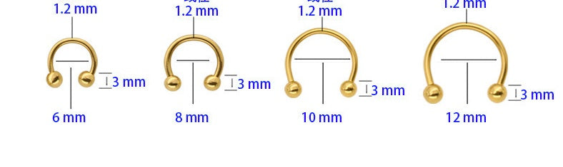 JMT-579146 Titanium C-Type Hypoallergenic Clip-On Nose and Lip Rings