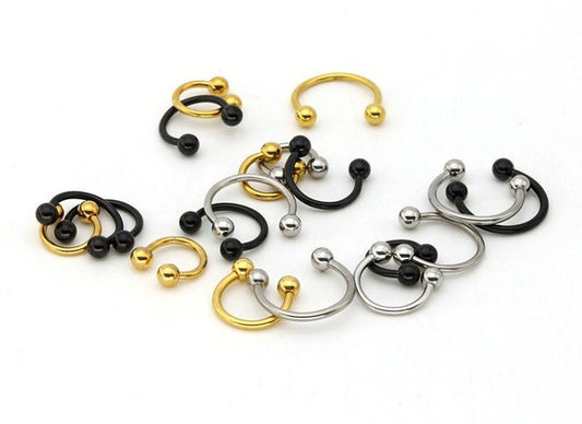 JMT-579146 Titanium C-Type Hypoallergenic Clip-On Nose and Lip Rings