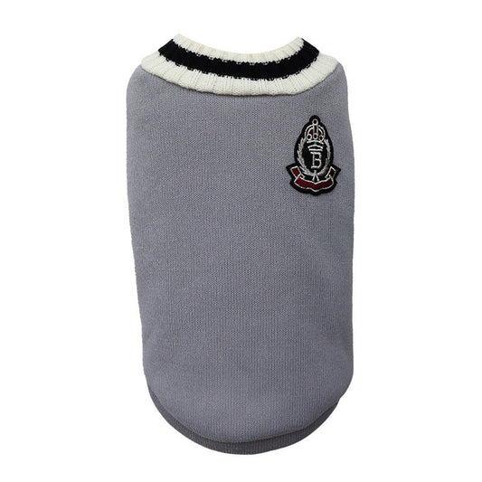 JMT-579338 V-Collar Knitted Dog Sweater in Wine Red, Khaki, Green, and Gray - Sizes XS to 5XL