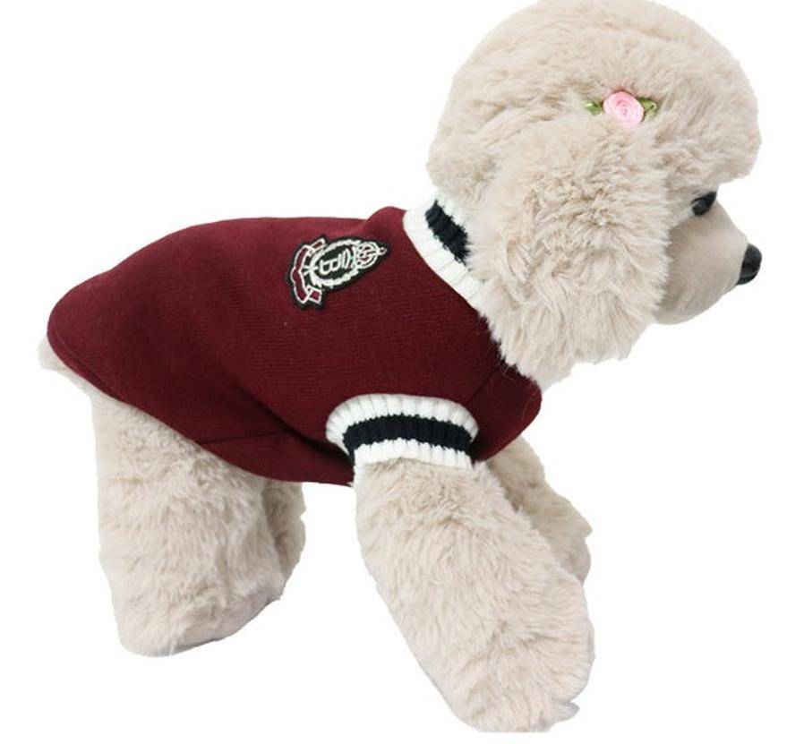 JMT-579338 V-Collar Knitted Dog Sweater in Wine Red, Khaki, Green, and Gray - Sizes XS to 5XL