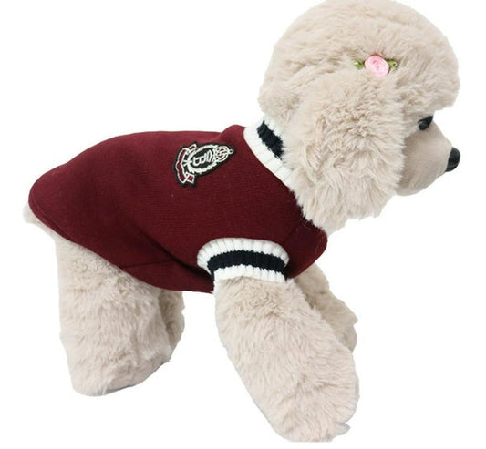 JMT-579338 V-Collar Knitted Dog Sweater in Wine Red, Khaki, Green, and Gray - Sizes XS to 5XL