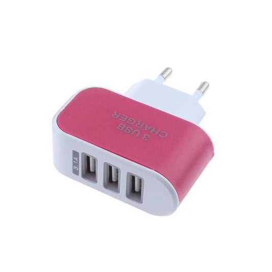 JMT-579402 Triple-Port 3.1A USB Charger with EU Plug for Efficient Device Charging