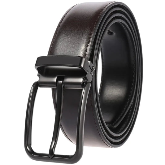 JMT-579466 Double Layer Casual Leather Perforated Belt with Rotating Design
