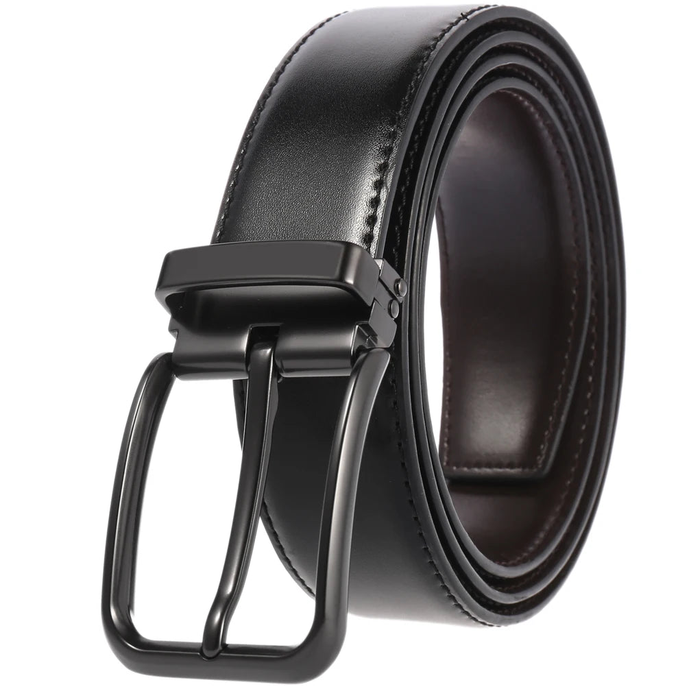 JMT-579466 Double Layer Casual Leather Perforated Belt with Rotating Design