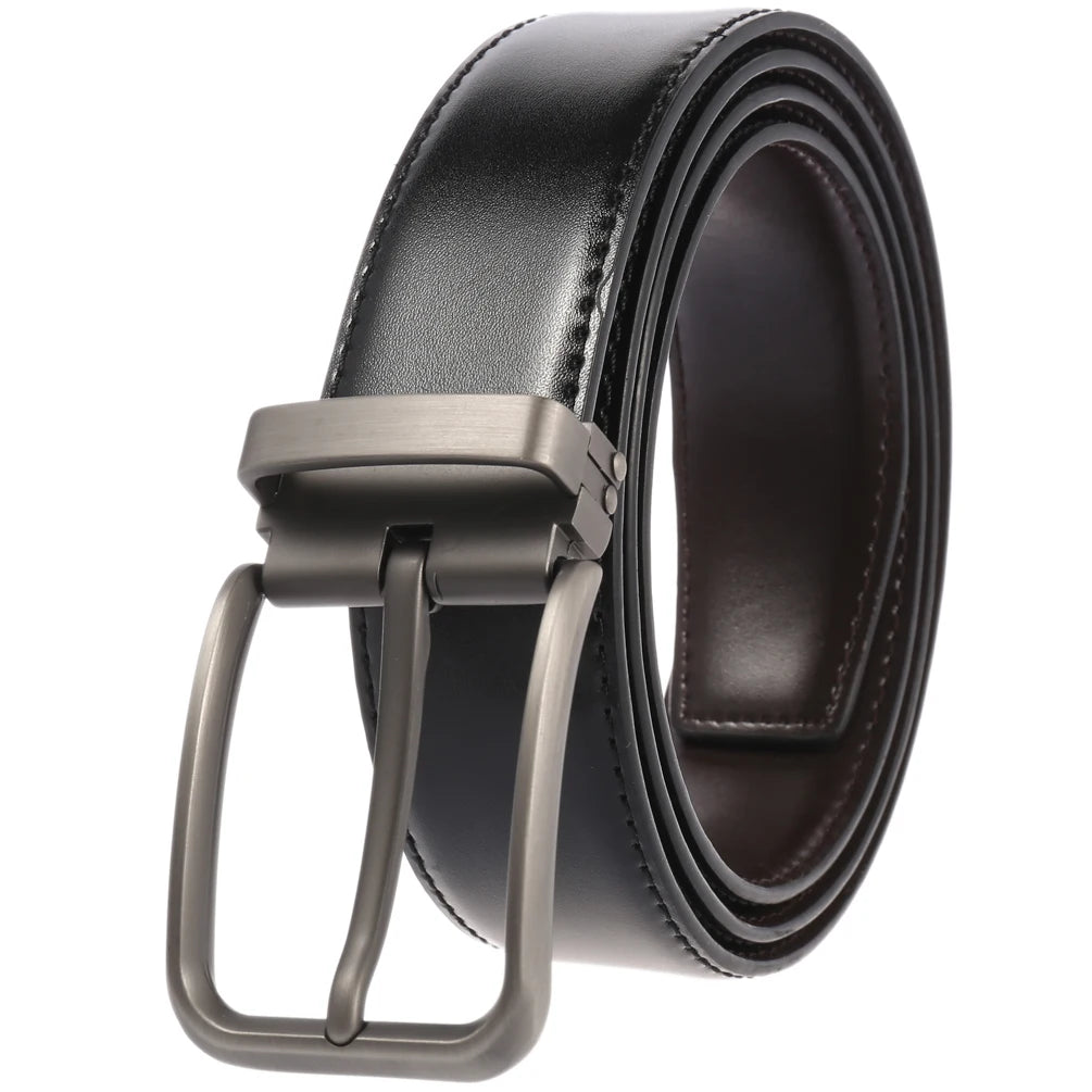 JMT-579466 Double Layer Casual Leather Perforated Belt with Rotating Design