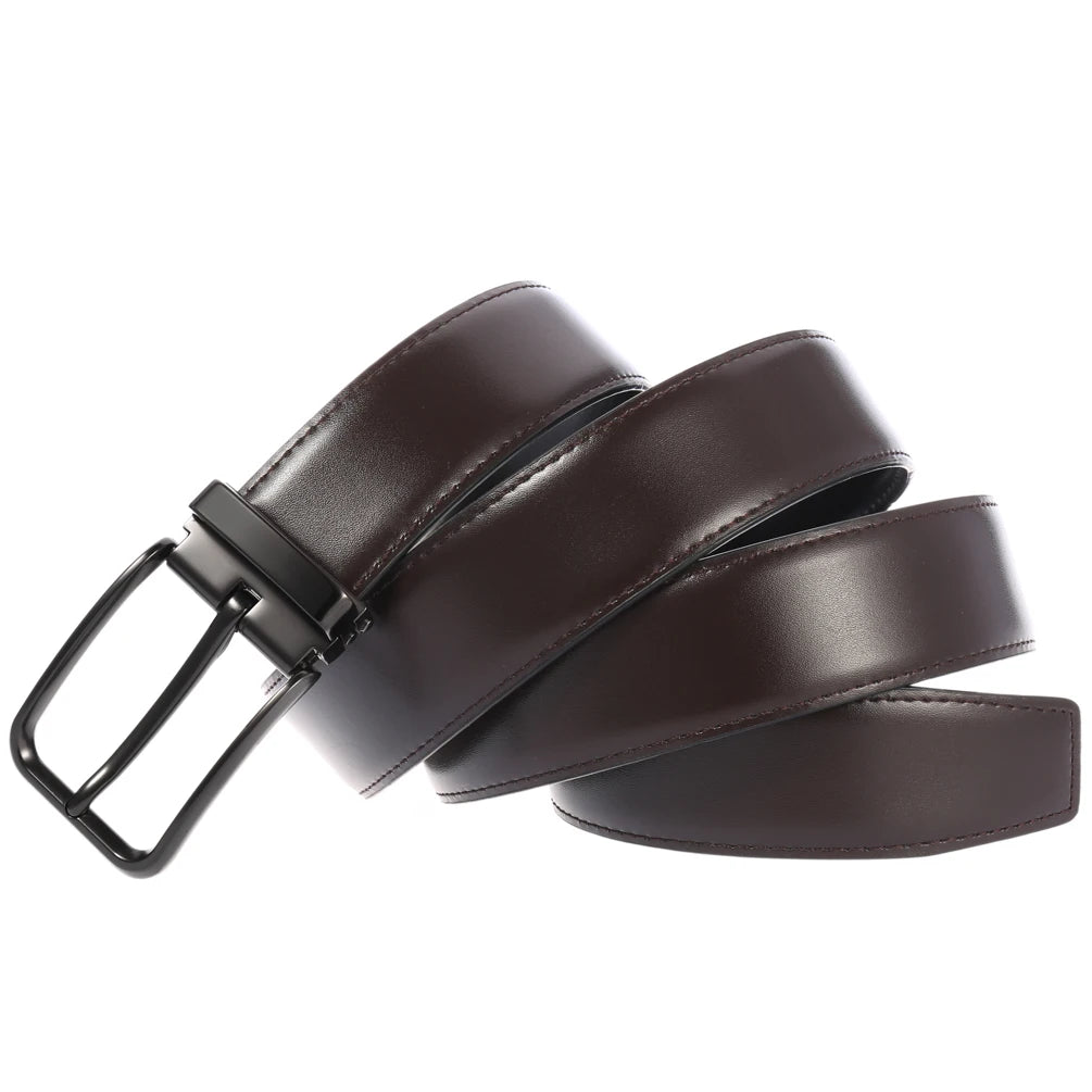 JMT-579466 Double Layer Casual Leather Perforated Belt with Rotating Design