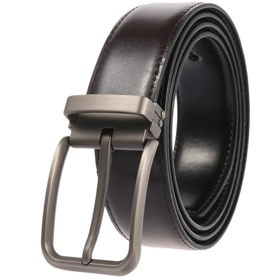JMT-579466 Double Layer Casual Leather Perforated Belt with Rotating Design