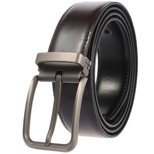 JMT-579466 Double Layer Casual Leather Perforated Belt with Rotating Design