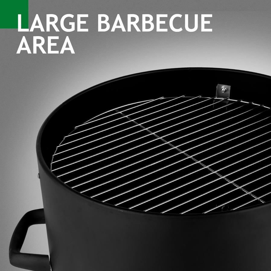 JMT-579594 Black 3-Layer Oval Cylinder Charcoal Grill Smoker - 48x48x119cm