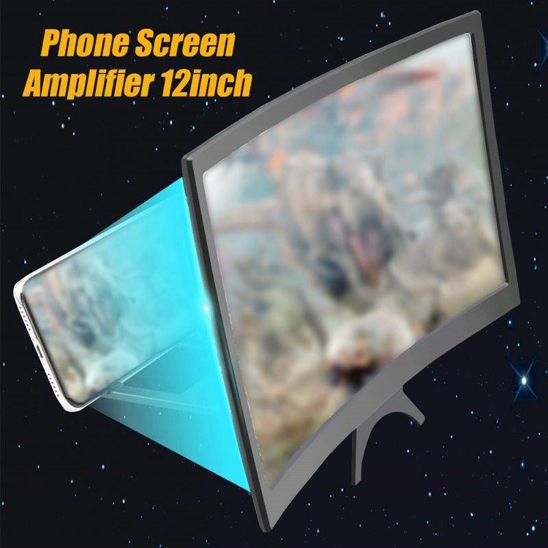 JMT-579722 12-Inch Curved Mobile Phone Screen Magnifier with Anti-Slip Holder and High-Definition Lens